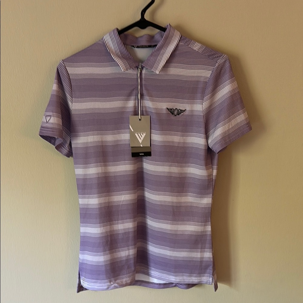 Level wear Purple Striped Polo Shirt with Classic Collar